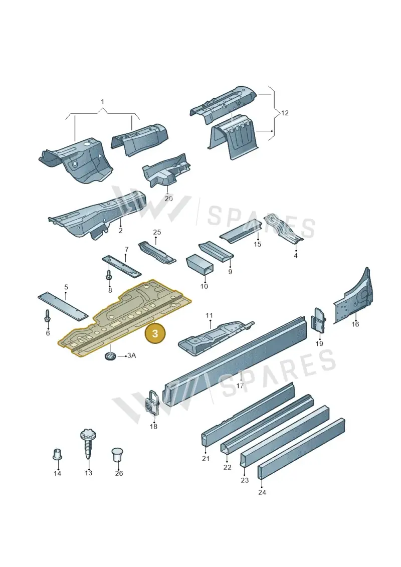 4H0803073TA — Audi A8 (2013-2018) diagram 696803150, position 3