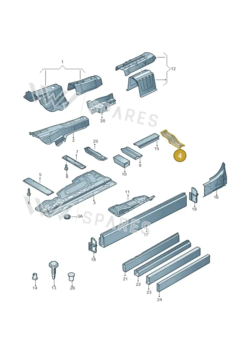 4H0803597B — Audi A8 (2013-2018) diagram 696803150, position 4