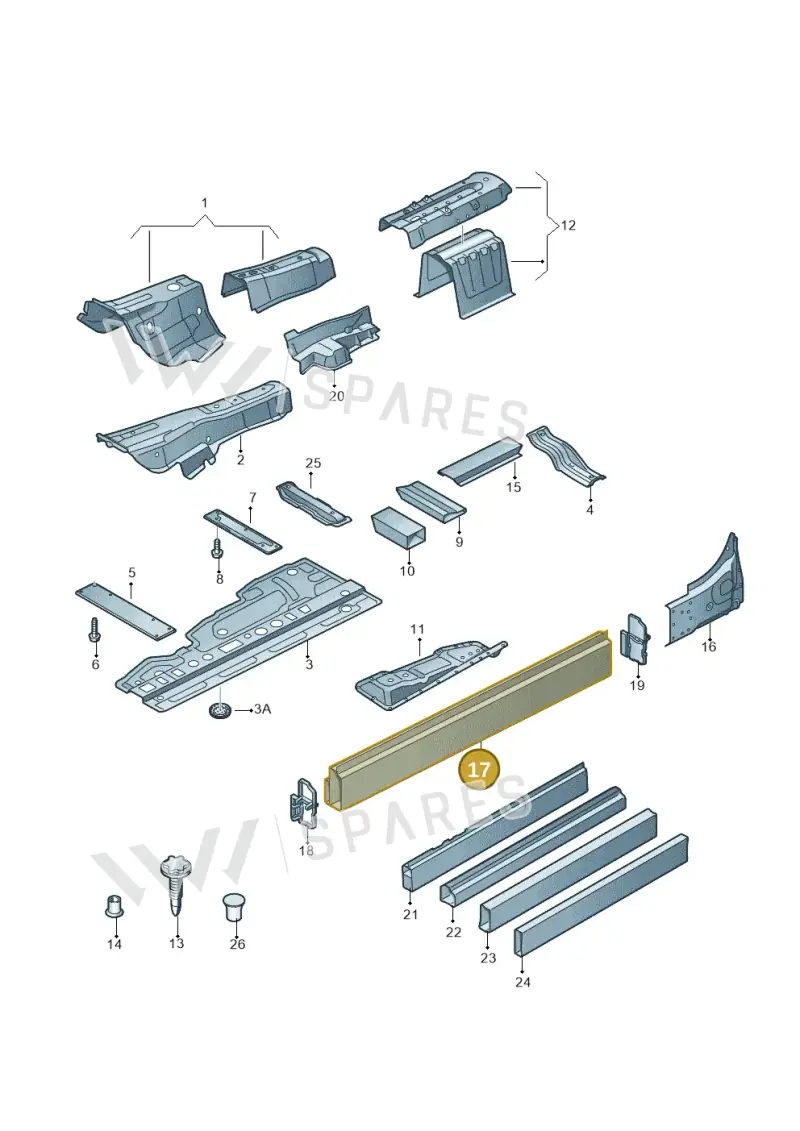 4H0803752TA — Audi A8 (2013-2018) diagram 696803150, position 17