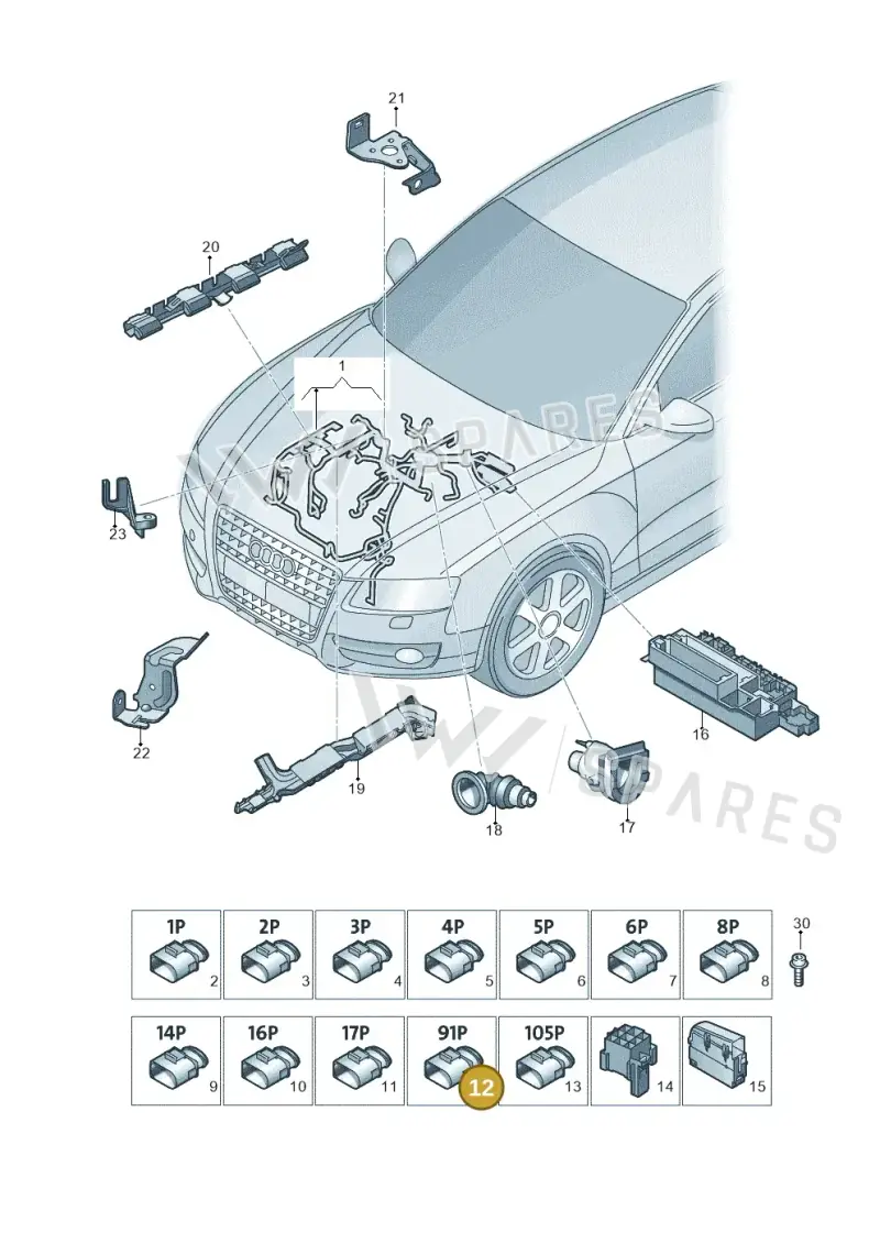 4H0906971B — Audi A5 Sportback (2011-2017) diagram 736971450, position 12