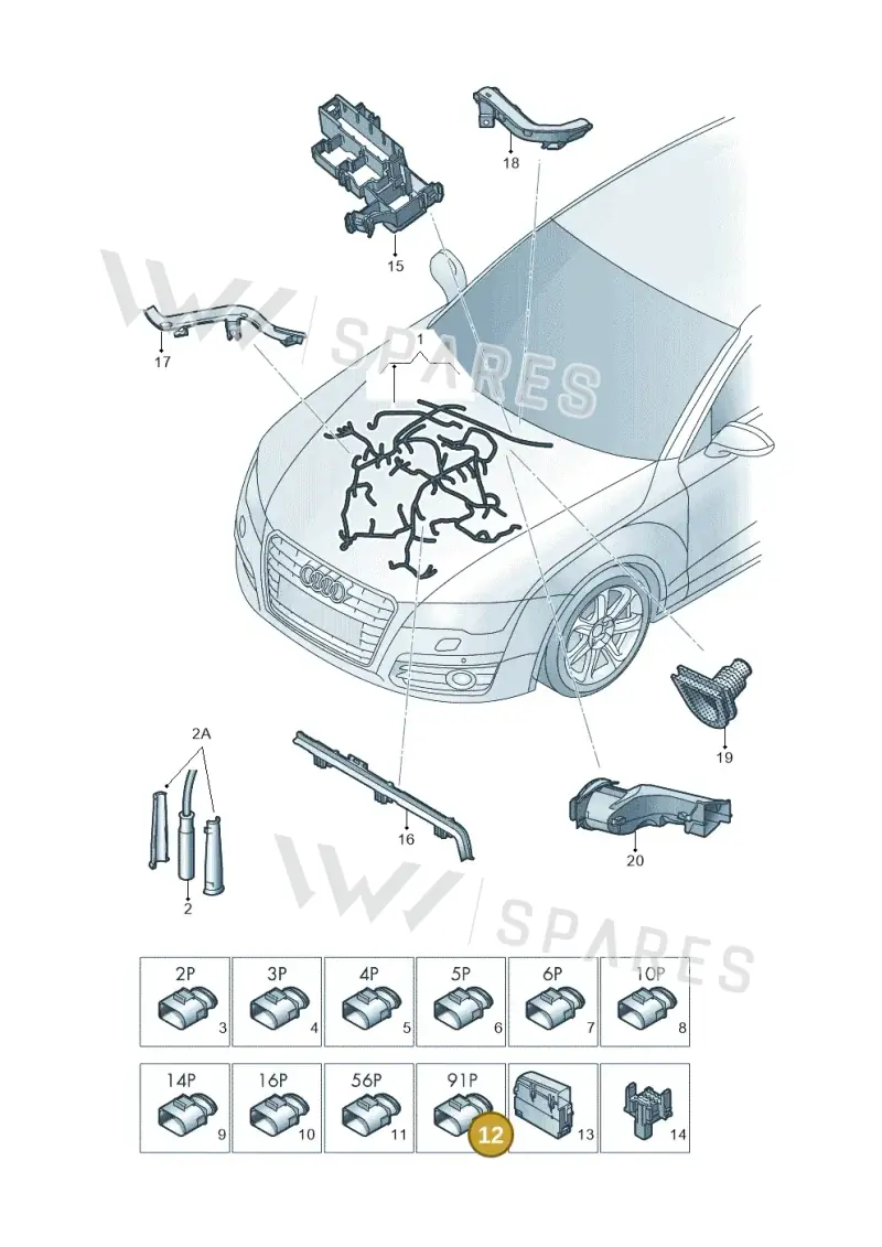 4H0906971B — Audi A7 Sportback (2014-2018) diagram 788971400, position 12