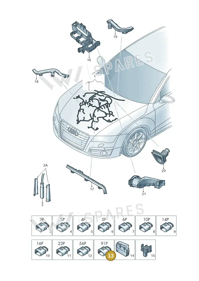 4H0906971B — Audi A6 (2014-2018) diagram 798971450, position 13