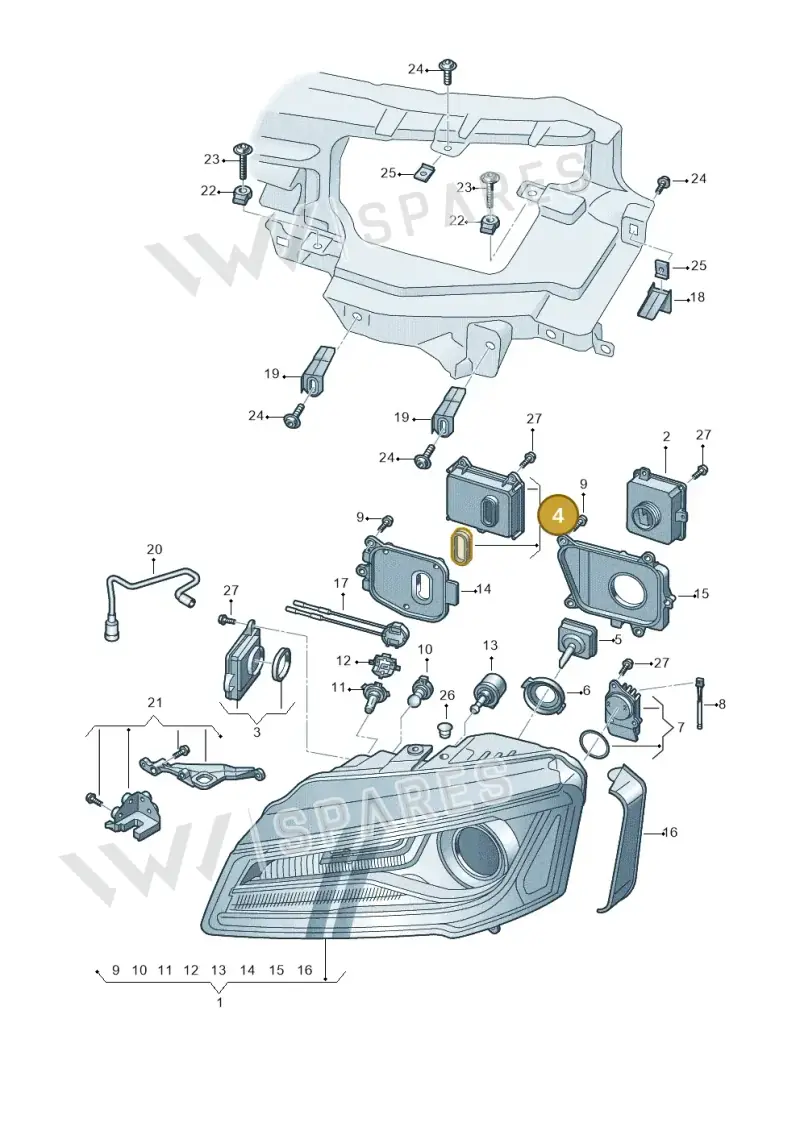 4H0941329 — Audi A8L qu. 3.0 TDI (2013-2018) diagram 771941050, position 4