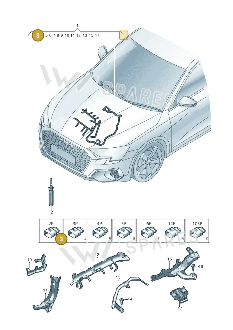 4H0971921 — Audi A3 Sportback (2019-2021) diagram 596971400, position 3