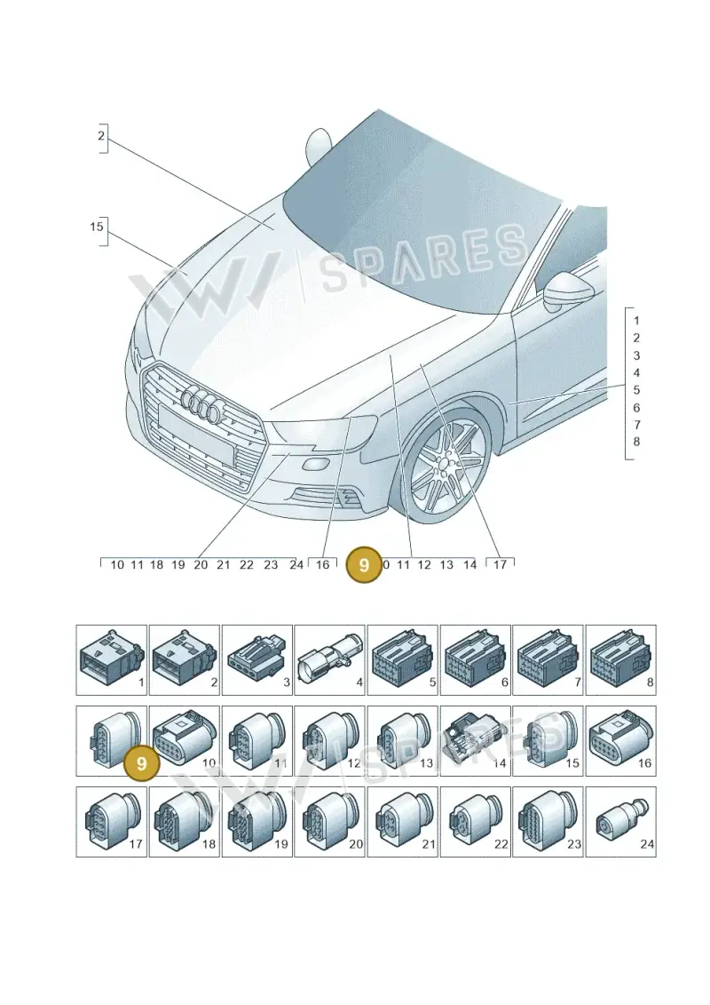 4H0973805A — Audi RS3 Limousine (2017-2020) diagram 890971860, position 9