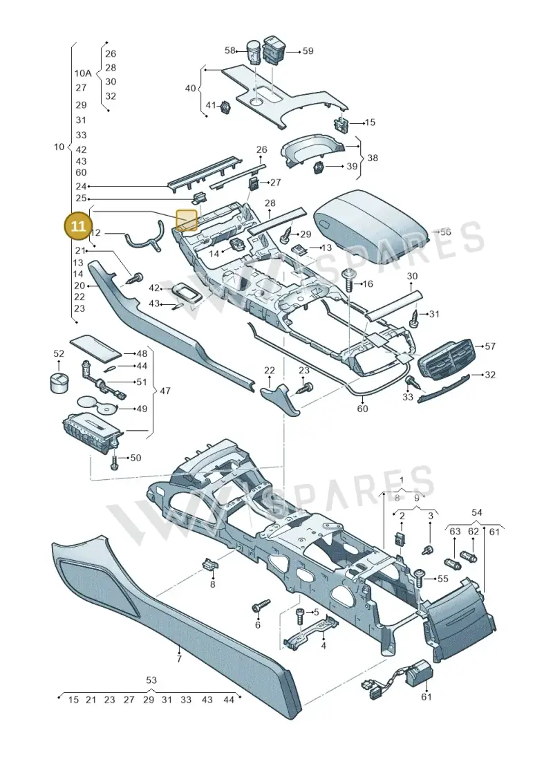 4H1864348A — Audi A8 (2013-2018) diagram 696863500, position 11