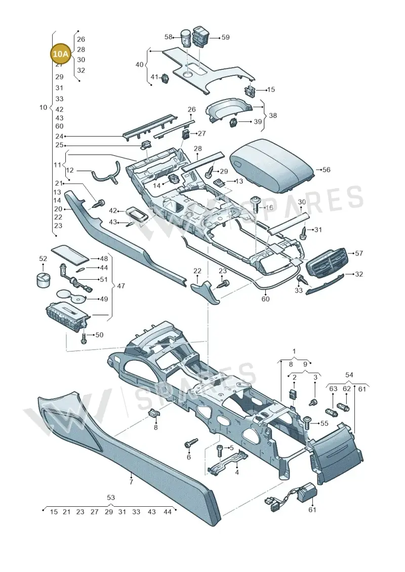 4H1898560BS44 — Audi A8 (2013-2018) diagram 696863500, position 10A