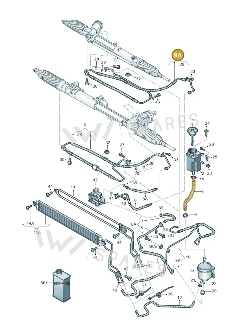 4H2422893P — Audi A8L qu. 3.0 TDI (2013-2018) diagram 696422700, position 9A