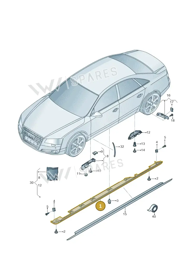 4H4853860CGRU — Audi A8 (2013-2018) diagram 771853200, position 1