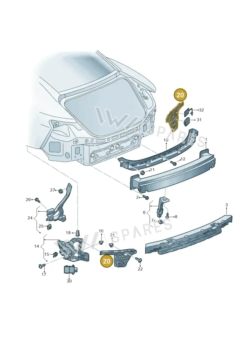 4J3807125 — Audi RS e-tron GT (2020-2020) diagram 4j1807500, position 20