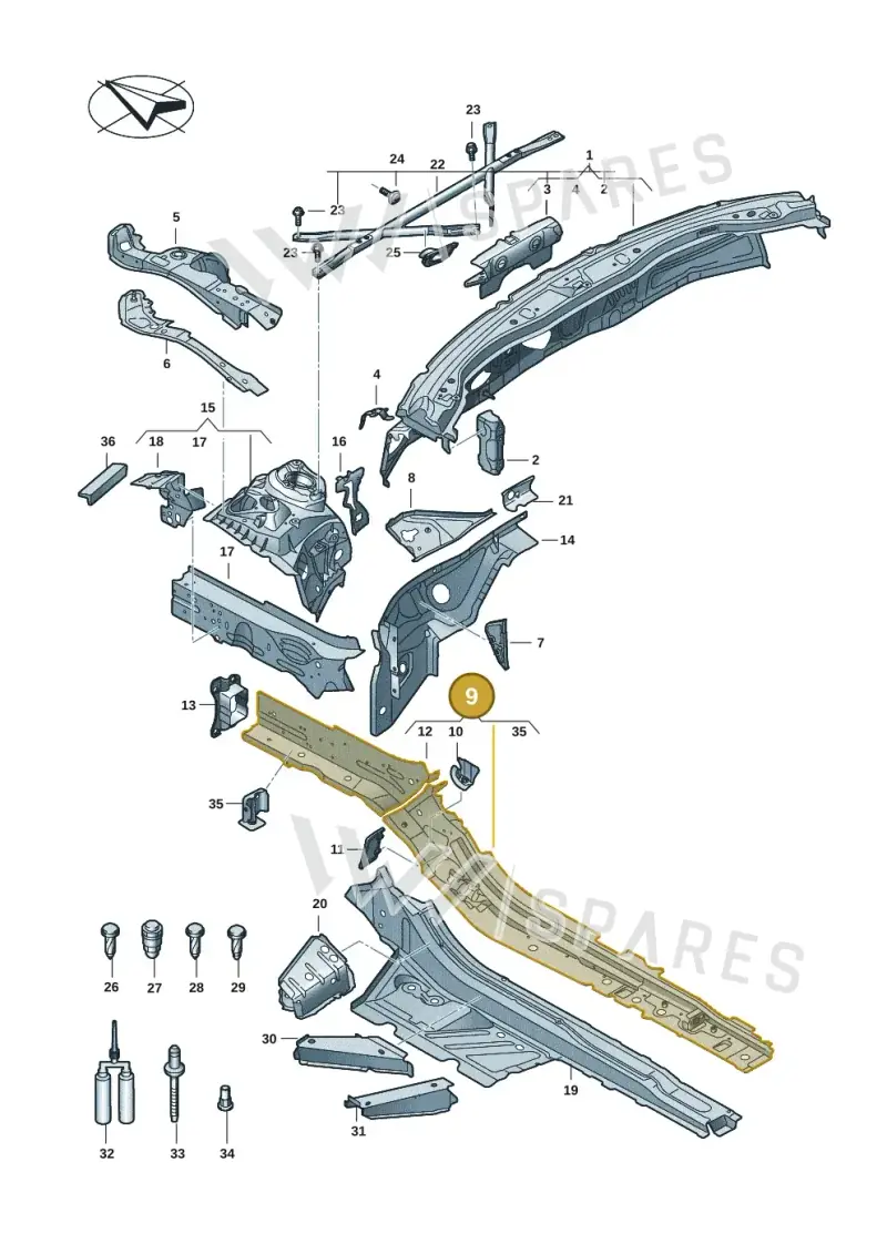 4K0803103 — Audi A5 Limousine (2024-2025) diagram 8wk803000, position 9