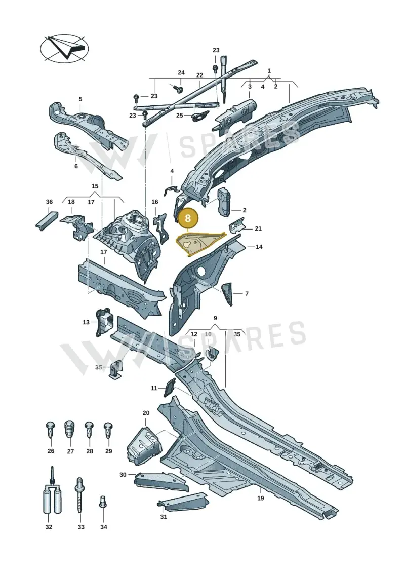4K0805235B — Audi A5 Limousine (2024-2025) diagram 8wk803000, position 8