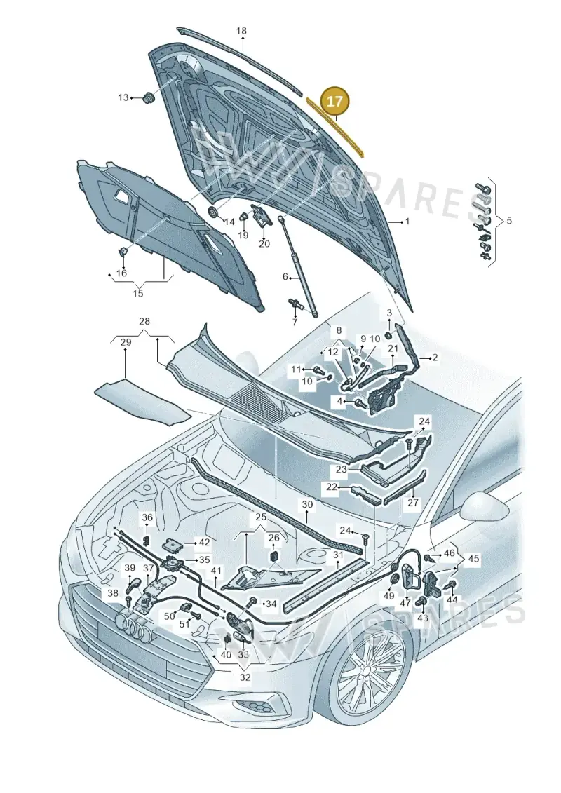 4K0823124A — Audi RS6 Avant (2019-2025) diagram 430823000, position 17
