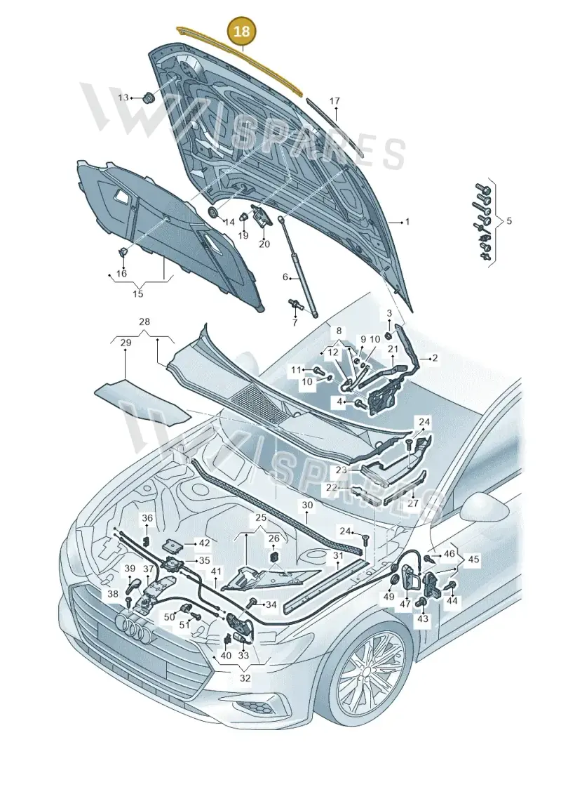 4K0823125A — Audi RS6 Avant (2019-2025) diagram 430823000, position 18