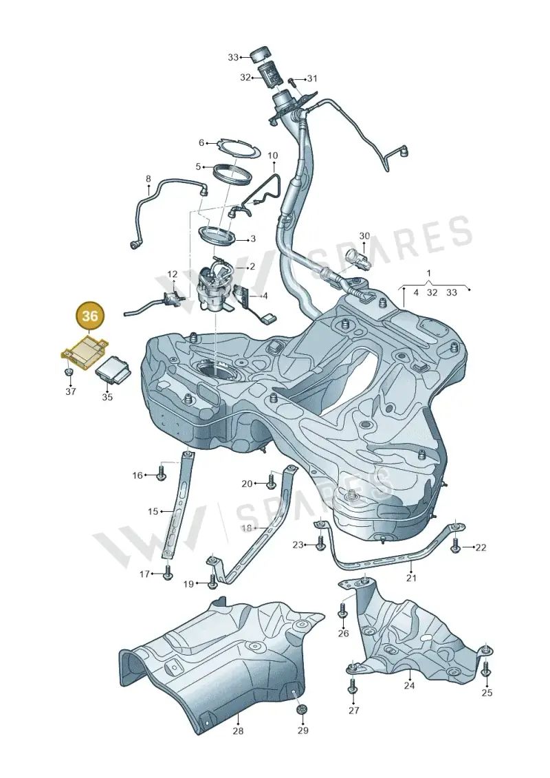 4K0907731A — Audi RS7 Sportback (2019-2025) diagram 435201000, position 36