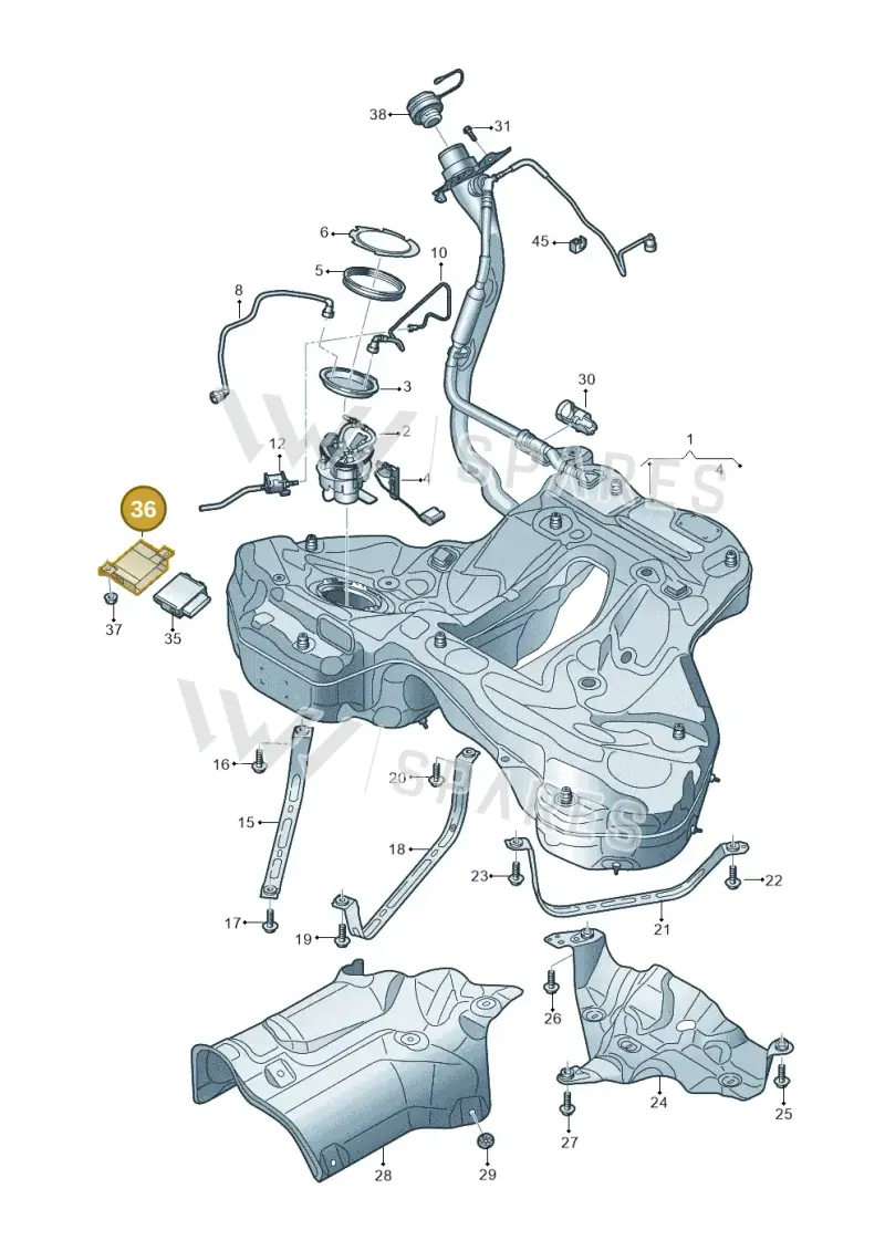 4K0907731A — Audi RS6 Avant (2019-2025) diagram 430201000, position 36