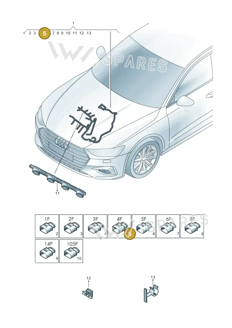 4K0973704A — Audi A7 Sportback (2018-2025) diagram 435971210, position 5