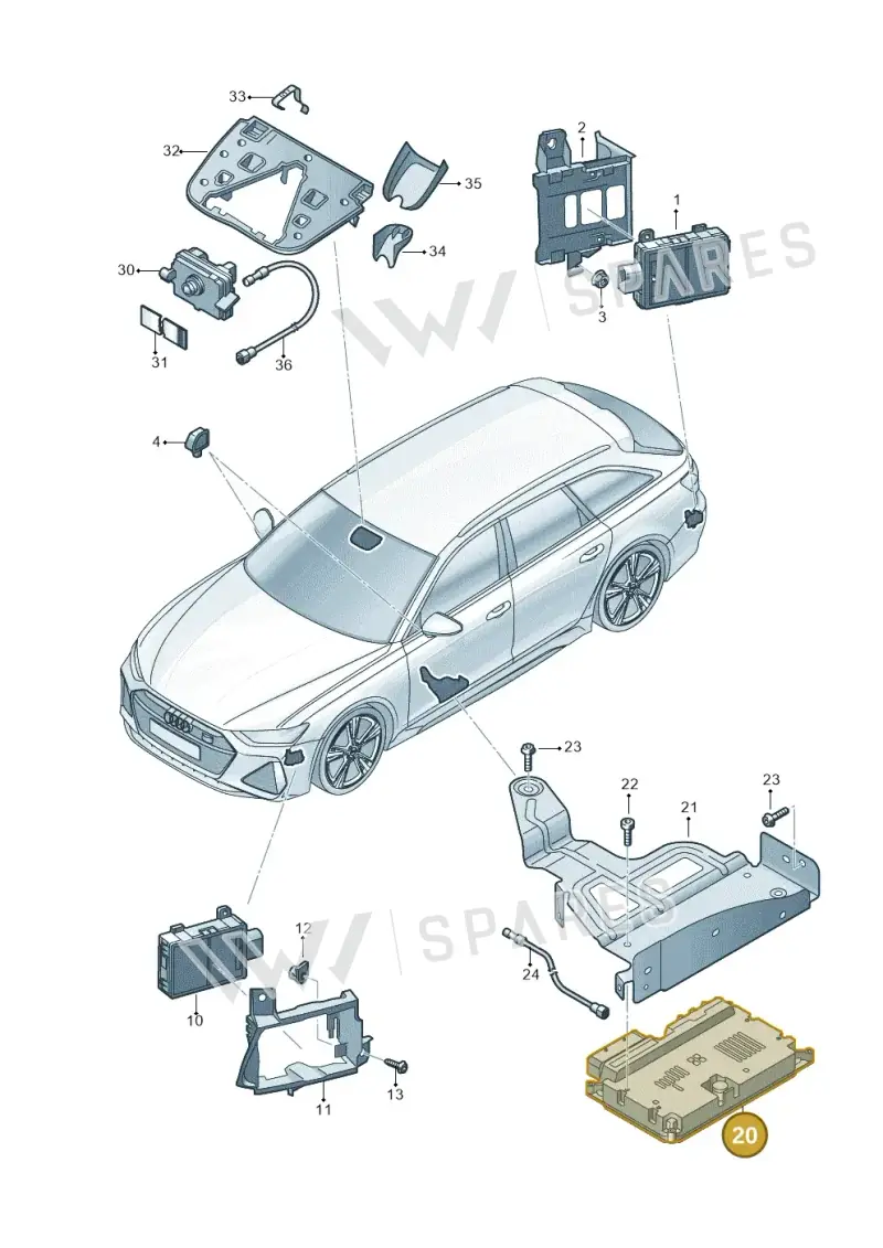 4K4907107J — Audi RS6 Avant (2019-2025) diagram 537907220, position 20