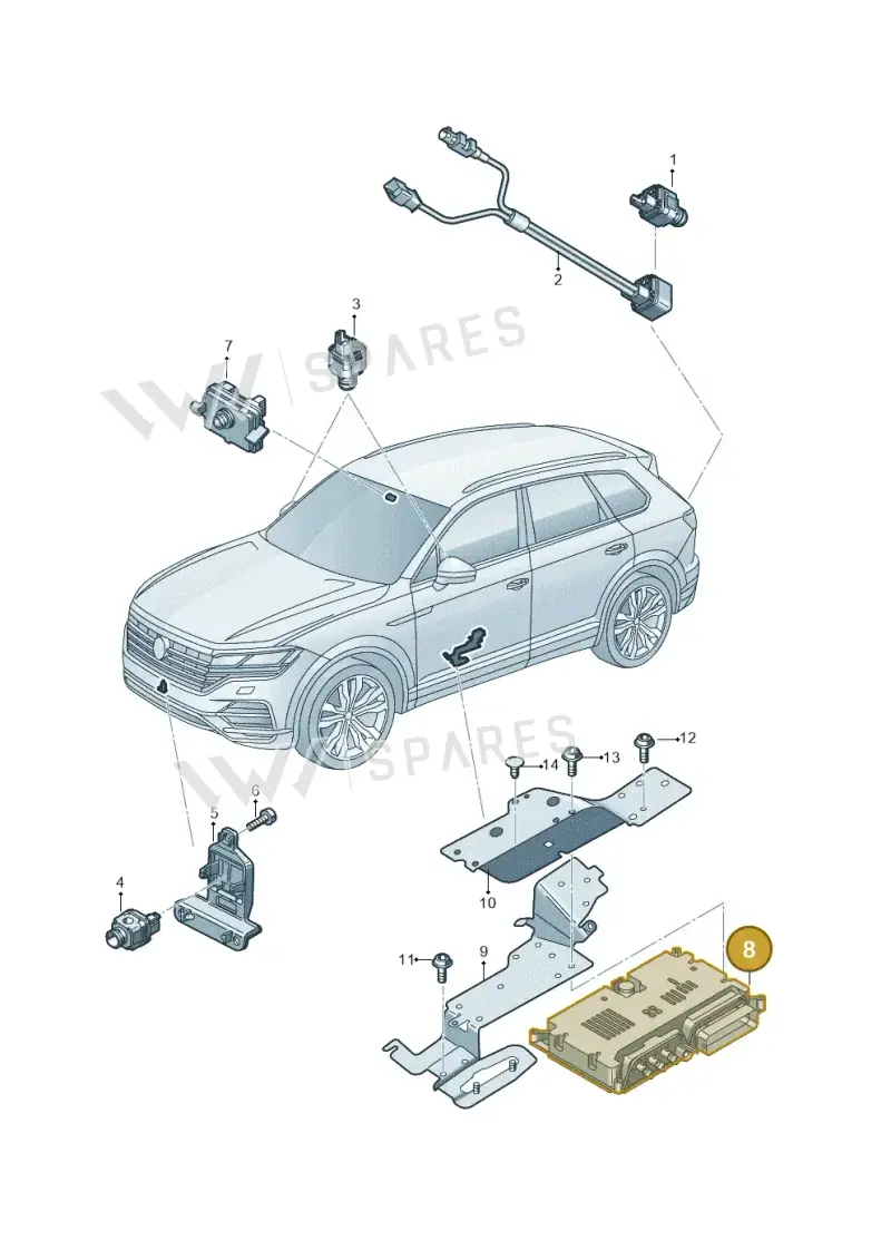 4K4907107P — Volkswagen Touareg (2017-2025) diagram 439907020, position 8