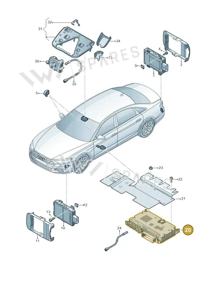 4K4907107S — Audi A8 (2017-2025) diagram 838907350, position 20