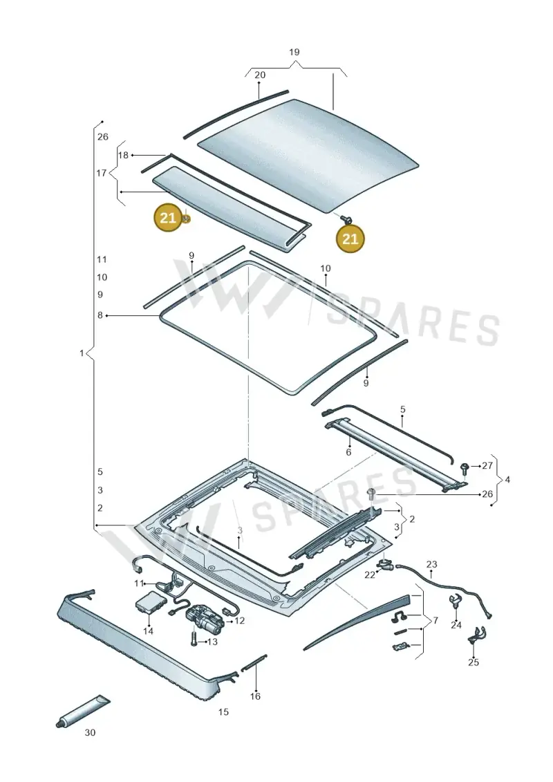 4K5877331 — Audi A6 (2018-2025) diagram 430877000, position 21