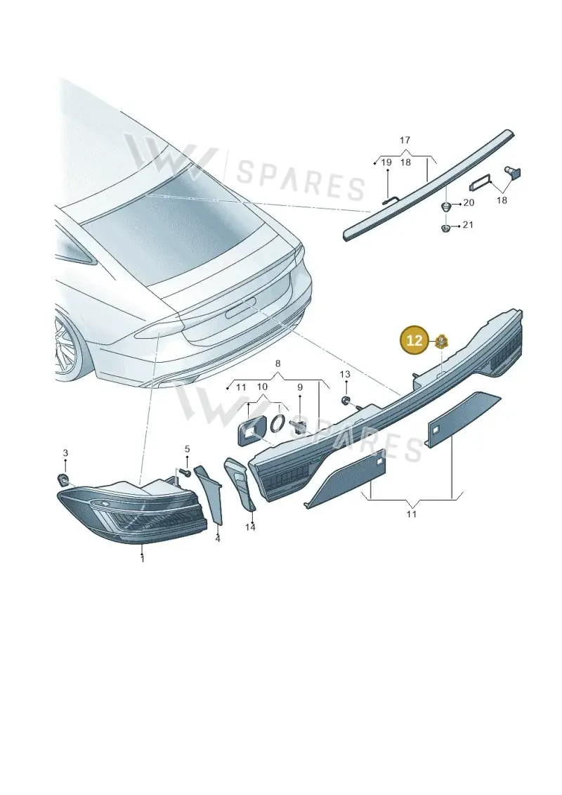 4K8945230 — Audi A7 Sportback (2018-2025) diagram 435945000, position 12