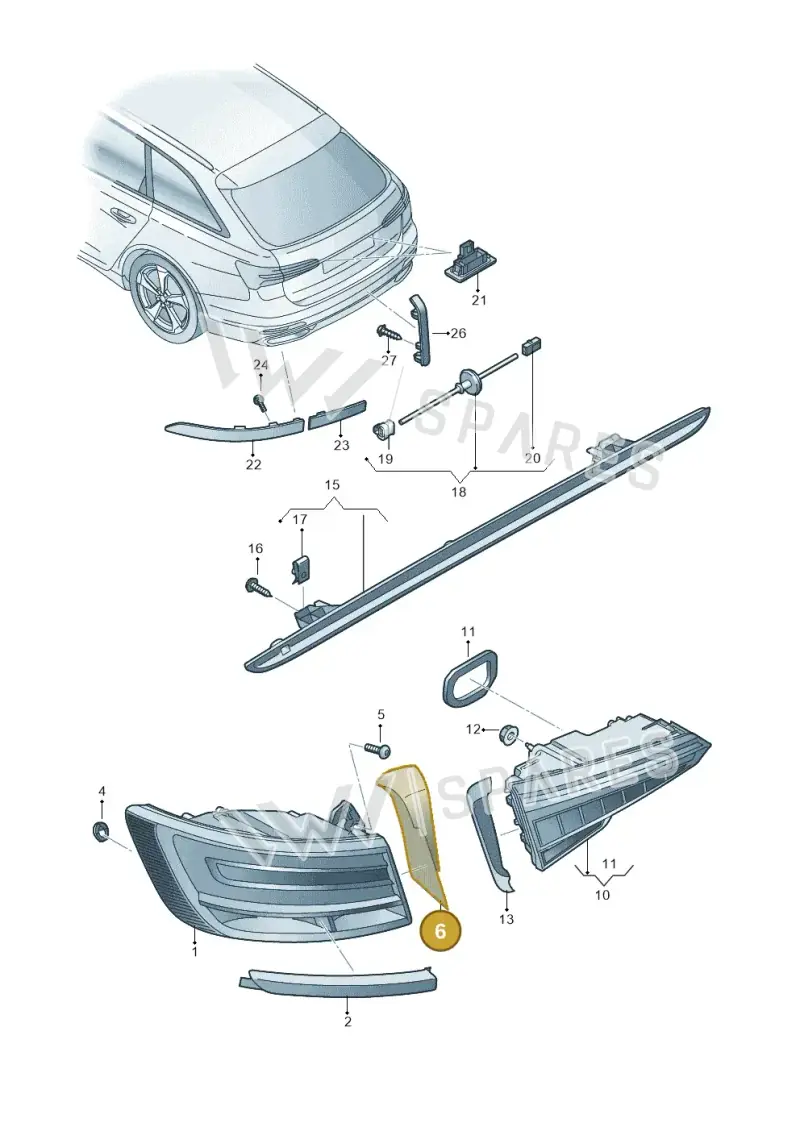 4K9945254A — Audi RS6 Avant (2019-2025) diagram 430945000, position 6