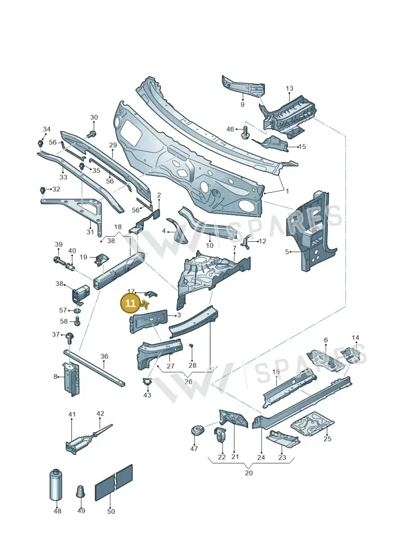 4M0802134B — Volkswagen Touareg (2017-2025) diagram 439805000, position 11