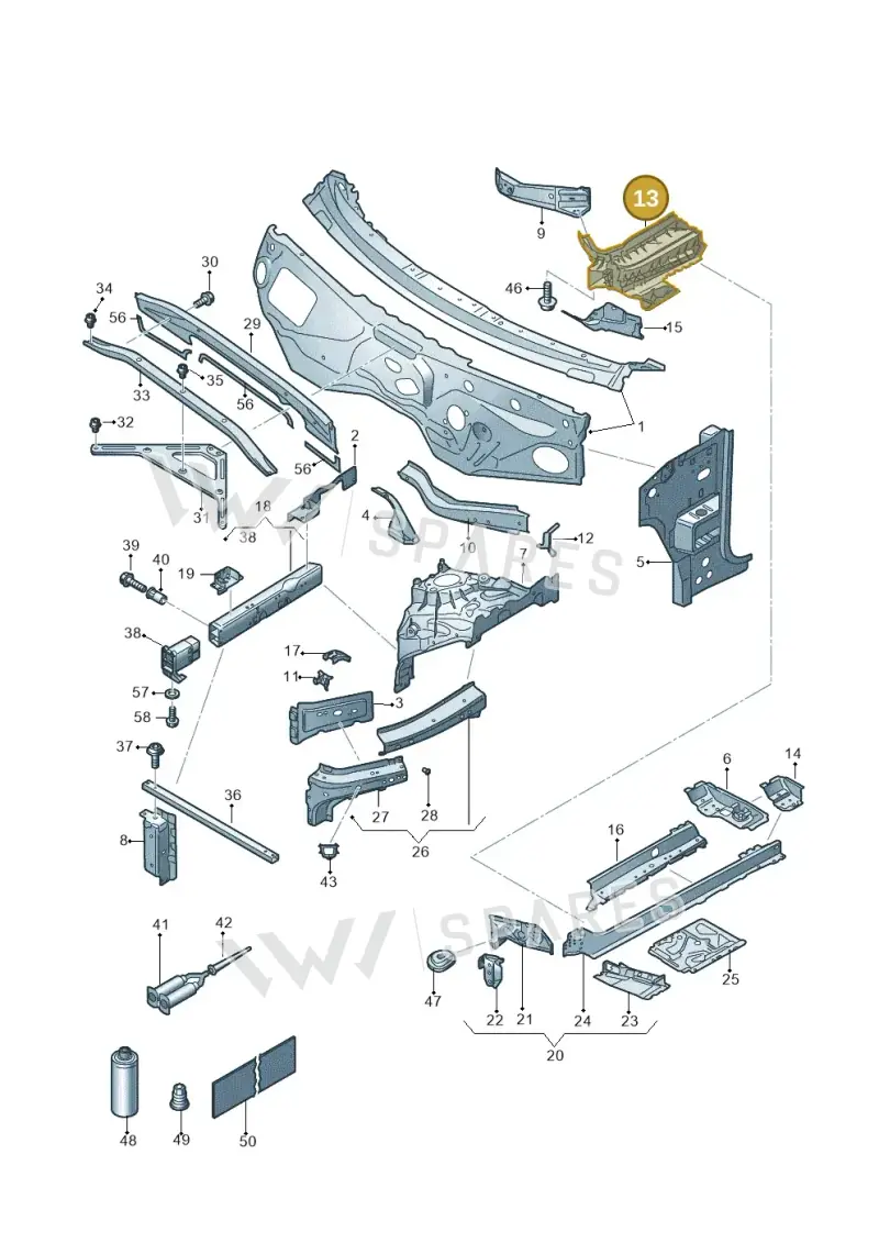 4M0802313K — Volkswagen Touareg (2017-2025) diagram 439805000, position 13