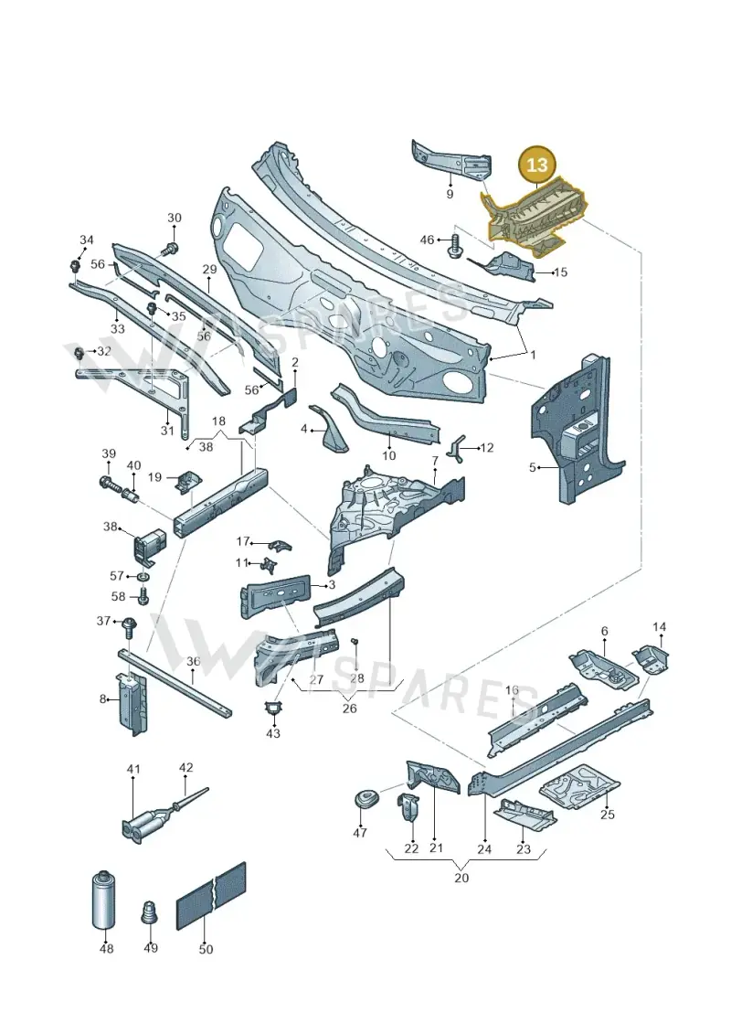 4M0802314H — Volkswagen Touareg (2017-2025) diagram 439805000, position 13