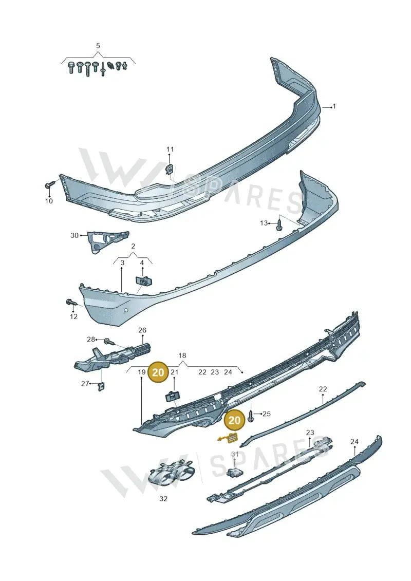 4M0807441D9B9 — Audi Q7 qu. 3.0 TDI (2015-2019) diagram 859807080, position 20
