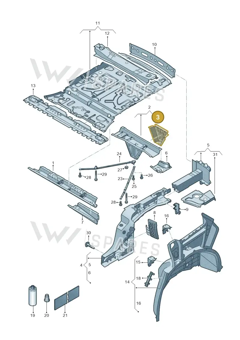 4M0813314D — Volkswagen Touareg (2017-2025) diagram 439803000, position 3