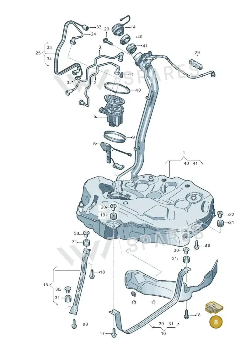 4M0906093M — Audi A5 Sportback (2016-2025) diagram 897201050, position 8