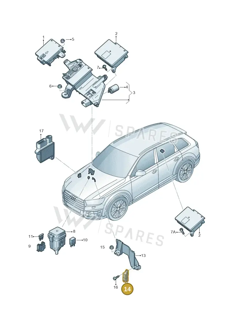 4M0907282D — Audi Q7 qu. 3.0 TDI (2015-2019) diagram 859937200, position 14