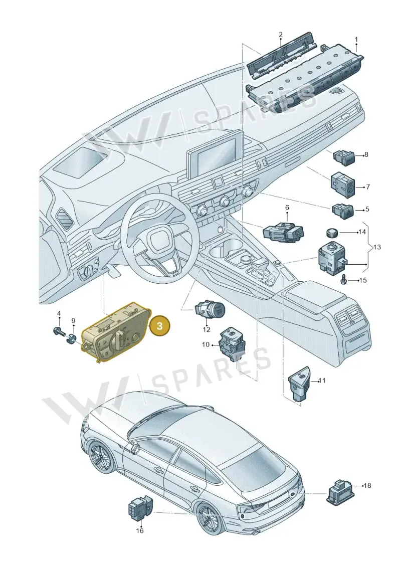 4M0941531AP5PR — Audi RS5 Sportback (2017-2025) diagram 897941500, position 3