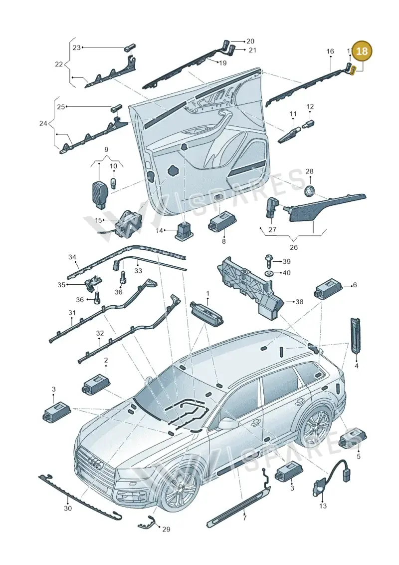 4M0947355H — Audi Q7 qu. 3.0 TDI (2015-2019) diagram 859947100, position 18