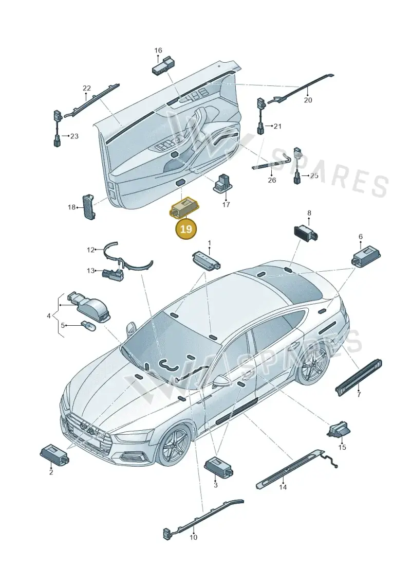 4M0947416C — Audi A5 Sportback (2016-2025) diagram 897947100, position 19