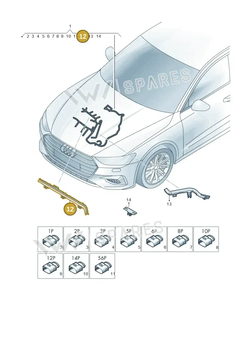 4M0971845AT — Audi A7 Sportback (2018-2025) diagram 435971450, position 12