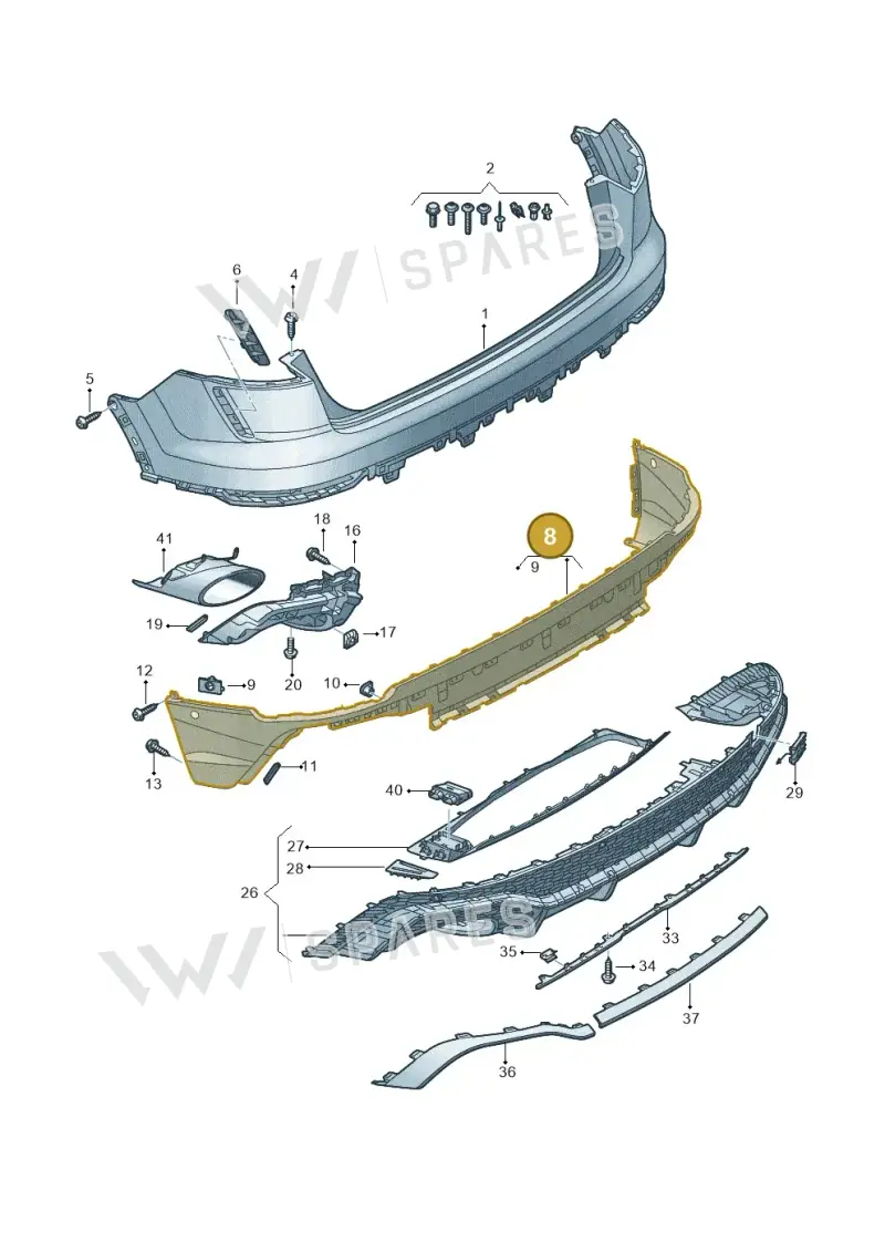 4M8807434CGRU — Audi RS Q8 (2019-2025) diagram 595807600, position 8