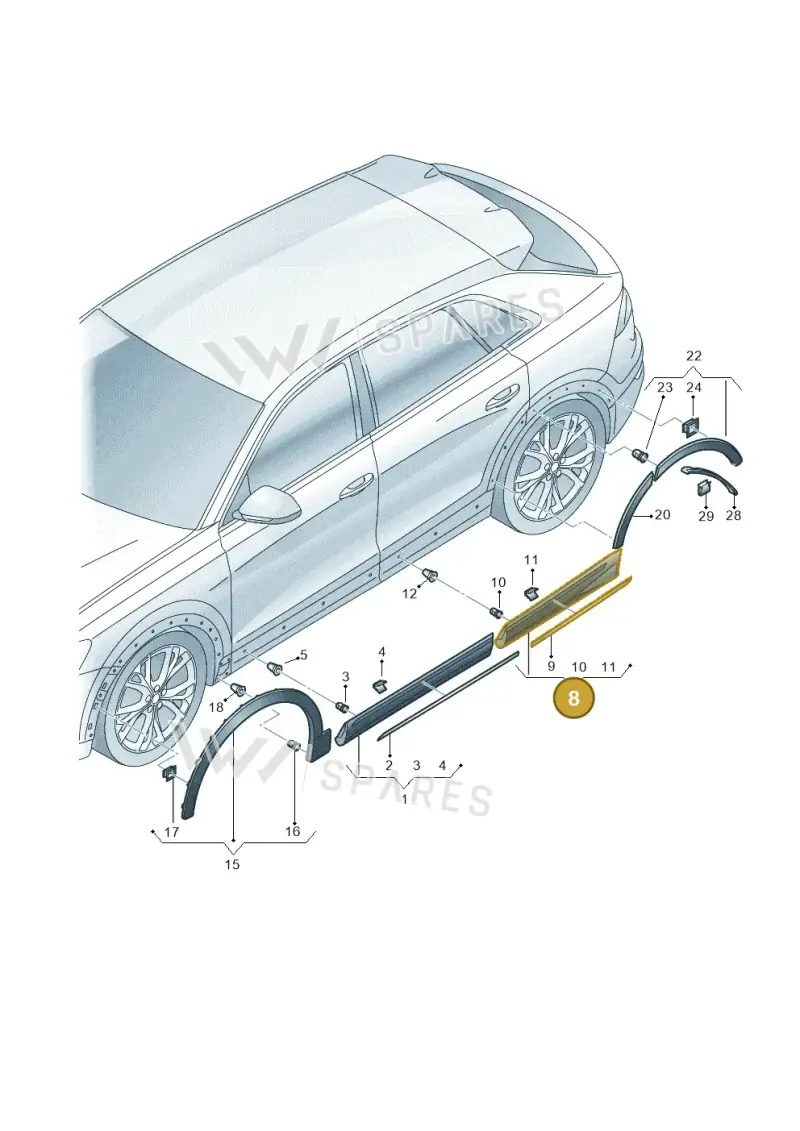 4M8853969AGRU — Audi Q8 (2018-2025) diagram 429853010, position 8