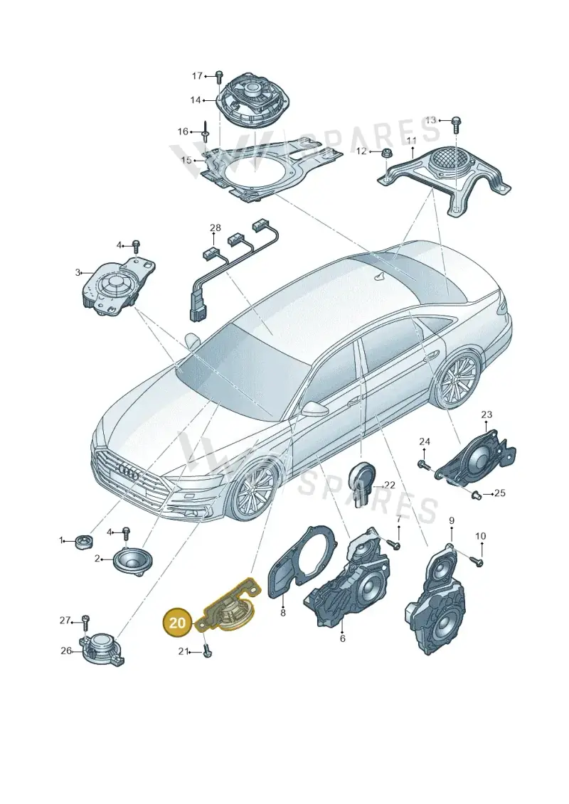 4N0035399F — Audi A8 (2017-2025) diagram 838035350, position 20