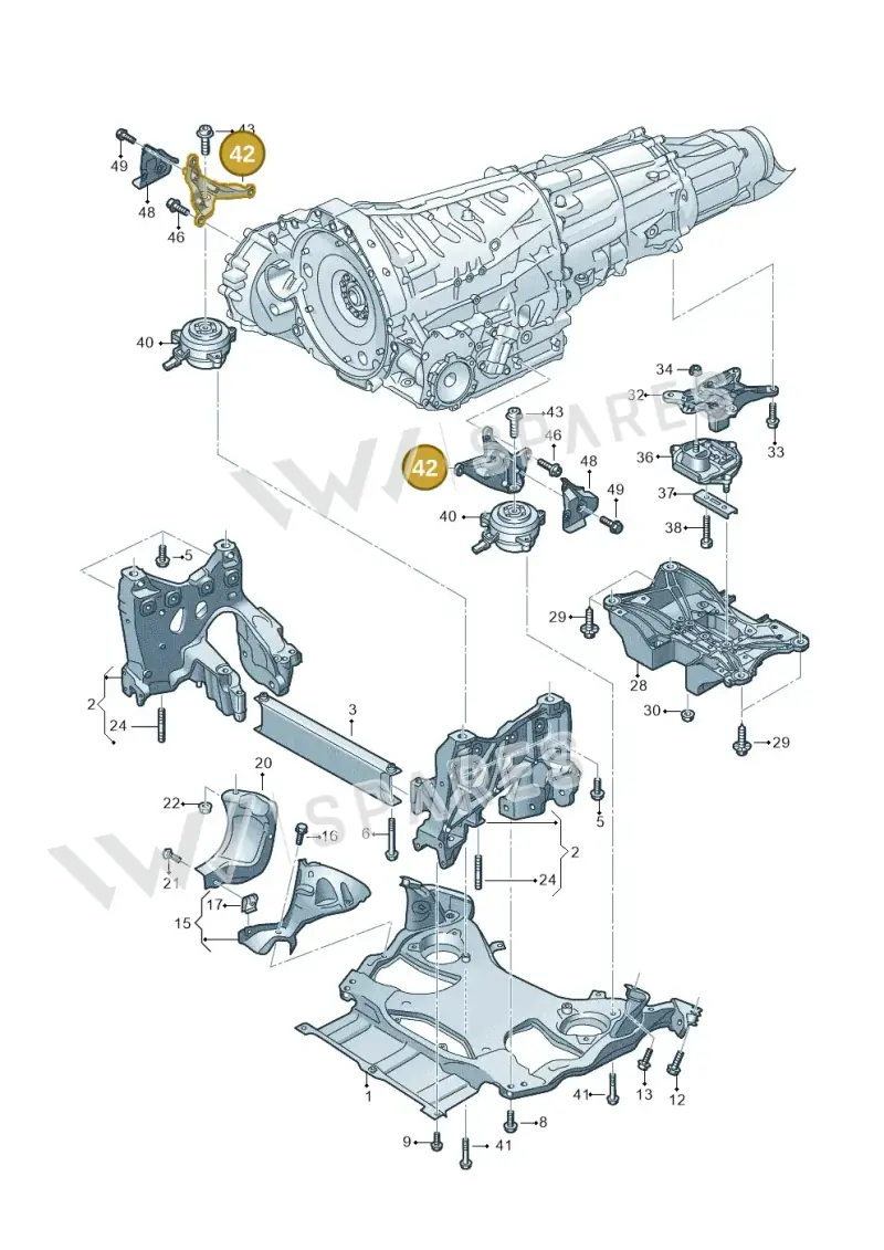4N0399113F — Audi A8L (2017-2022) diagram 838399400, position 42