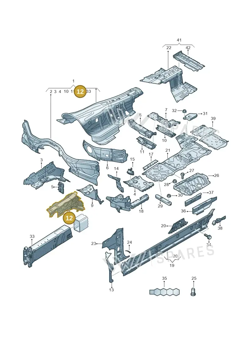 4N0802849B — Audi A8 (2017-2025) diagram 838803150, position 12