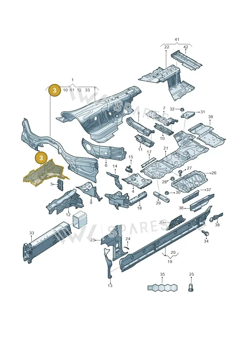 4N0803091B — Audi A8 (2017-2025) diagram 838803150, position 3