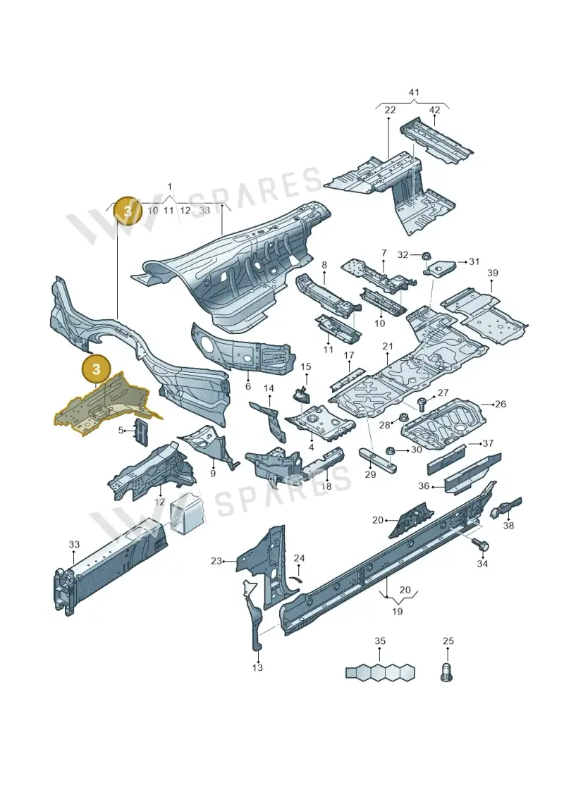 4N0803092B — Audi A8 (2017-2025) diagram 838803150, position 3