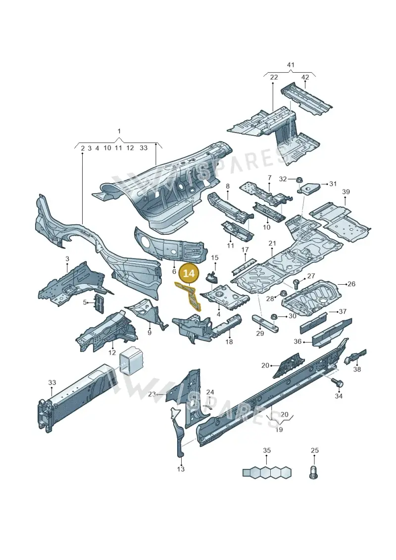 4N0803773E — Audi A8 (2017-2025) diagram 838803150, position 14