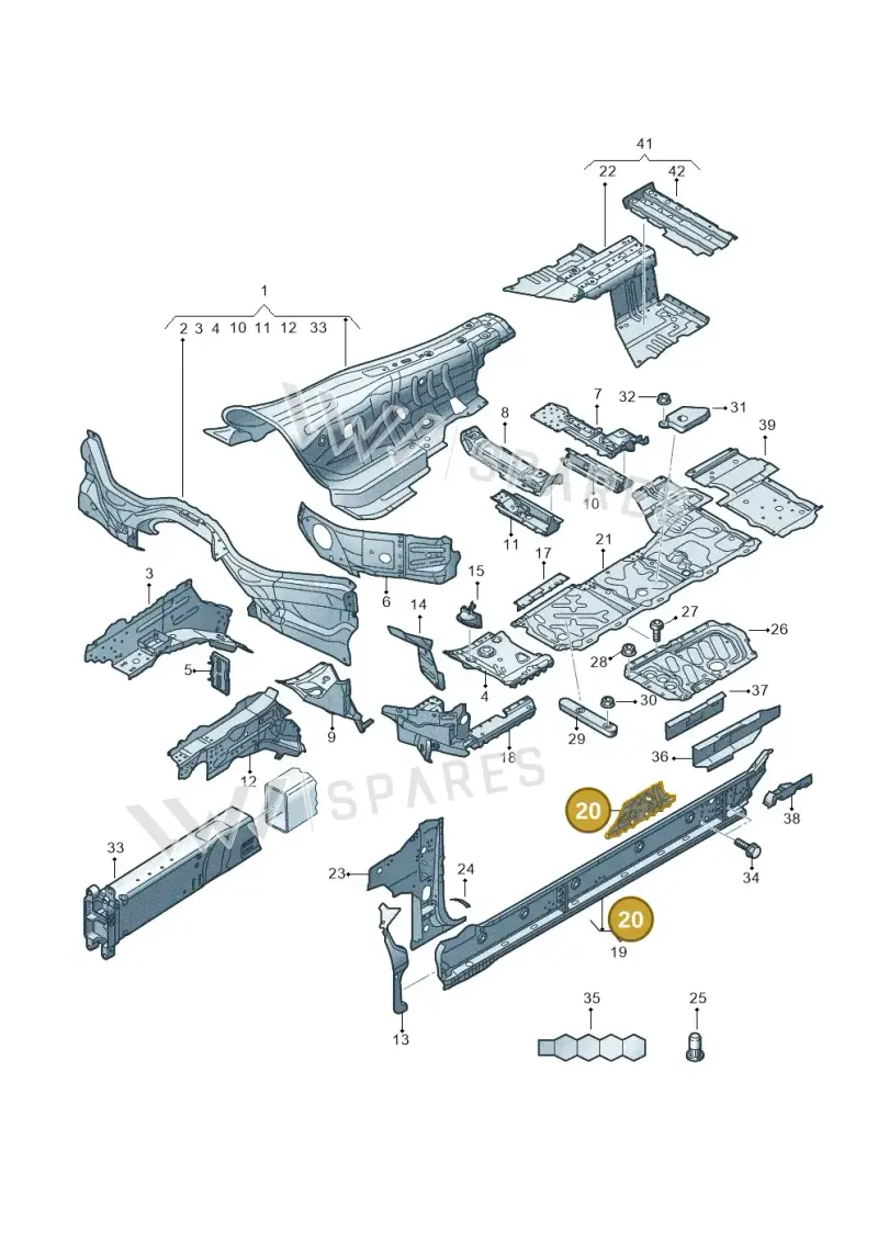 4N0804205A — Audi A8 (2017-2025) diagram 838803150, position 20