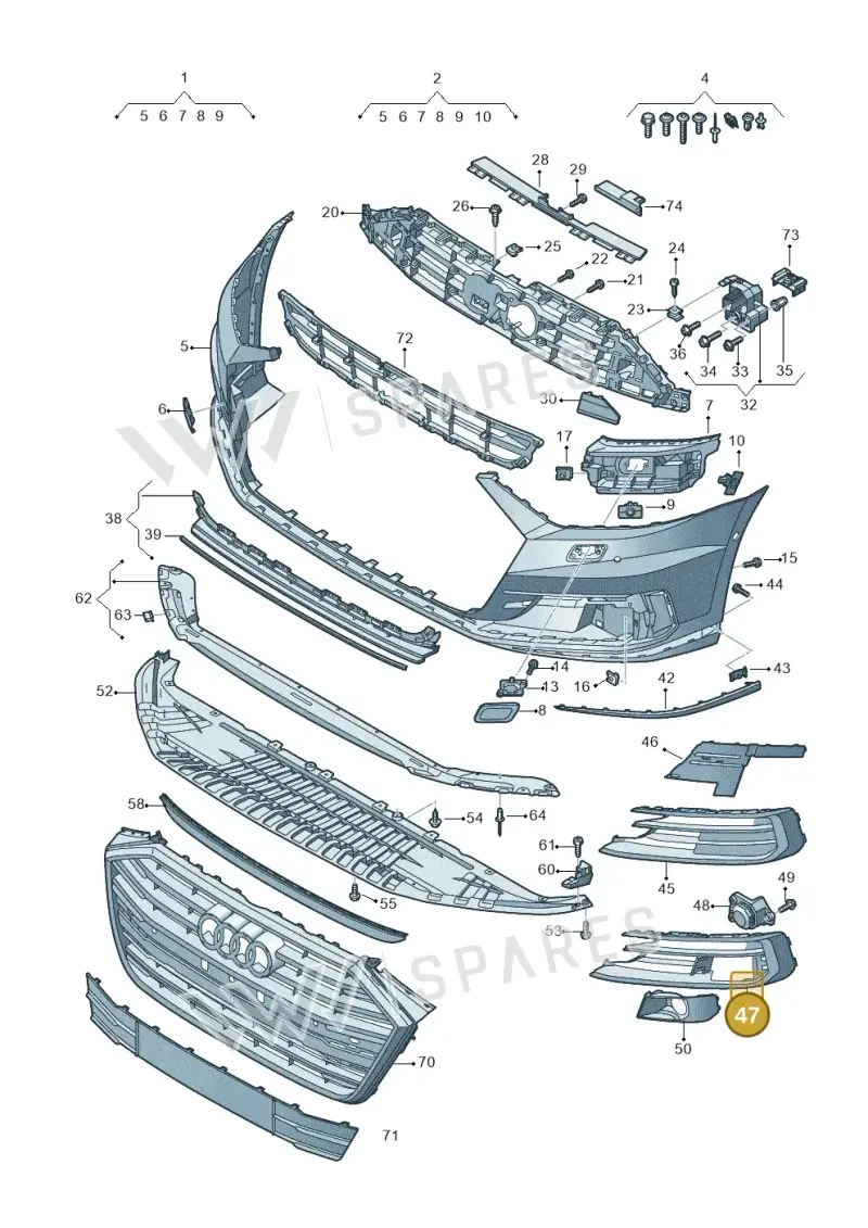 4N0807679BGRU — Audi A8L (2017-2022) diagram 838807100, position 47