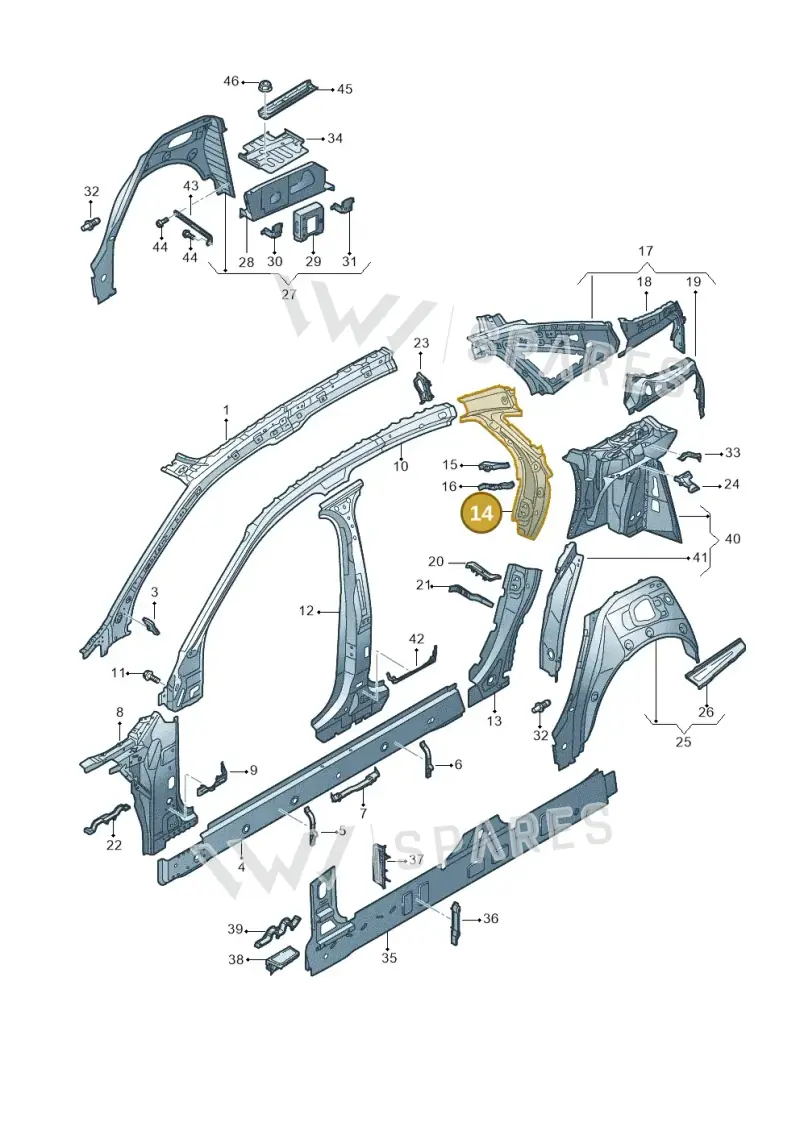 4N0810141TB — Audi A8 (2017-2025) diagram 838809000, position 14