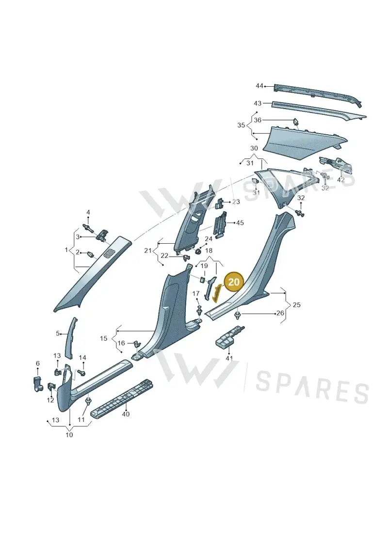 4N0868147B6PS — Audi A8 (2017-2025) diagram 838867650, position 20